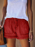 Women’s Denim Shorts Drawstring Elastic Waist Frayed Hem Short Pants Summer Casual Vintage Hottie Girls Loose Jeans with Pockets