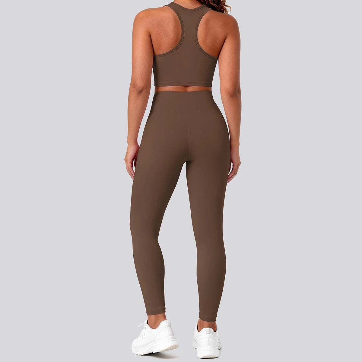 2PCS Solid Color Yoga Set for Woman's Gather Beautiful Back I-shaped Vest Shock-absorbing Running Yoga Tank Top Push Up Pants