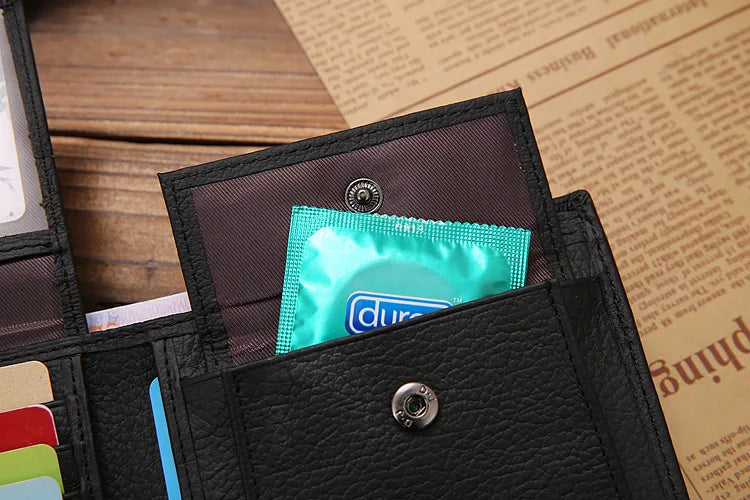 JINBAOLAI Retro Short Men Wallets Genuine Leather Credit Card Holder Waterproof Men Purse Classic Coin Pocket Black Male Wallet