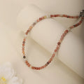 1PC 4mm natural amazonite stone beaded necklace for women ingx tiny pink wintersweet india onyx necklace women beaded jewelry