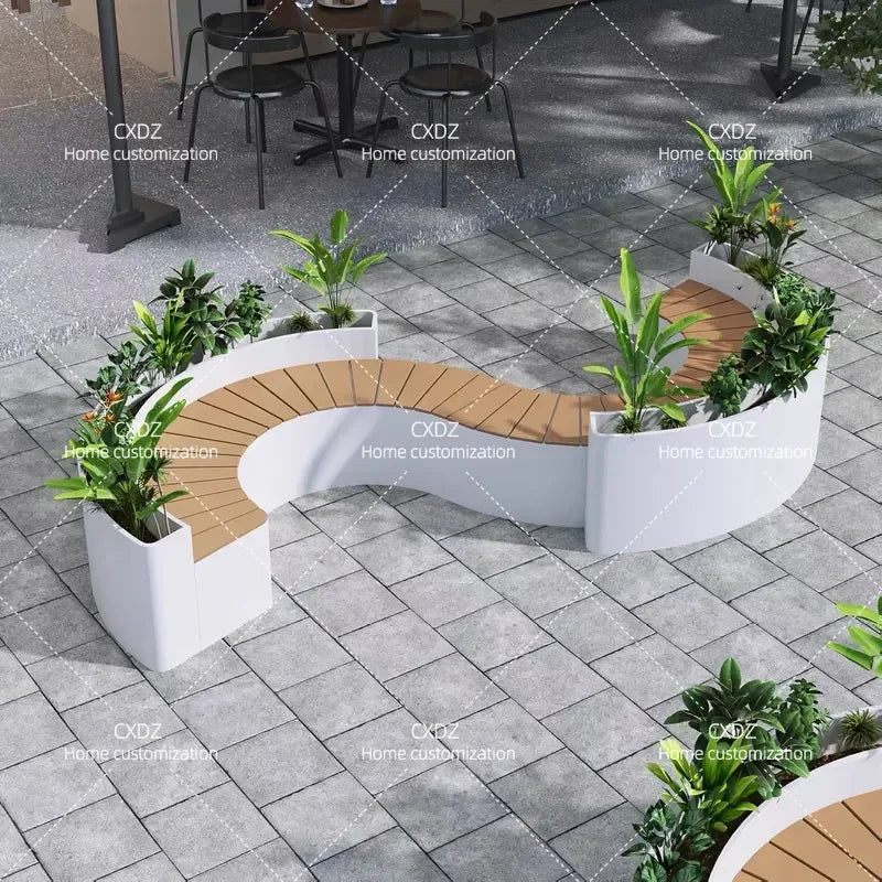 Outdoor Backrest Coffee Bar Stool Commercial Street Flower Box Seat Combination for Milk Tea Shop Leisure Sitting