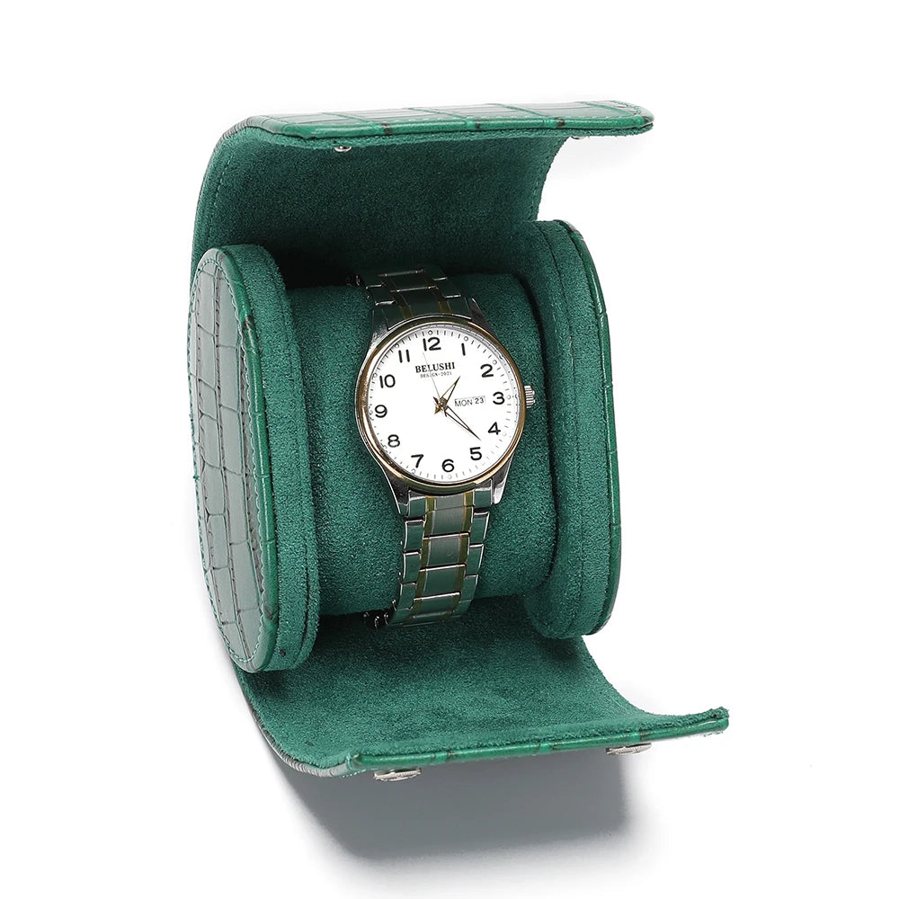 Luxury Crocodile Watch Storage Box Custom Name Travel 1 2 3 Slots Watches Roll Aligator PU Leather Brand Watch Display Case Bag