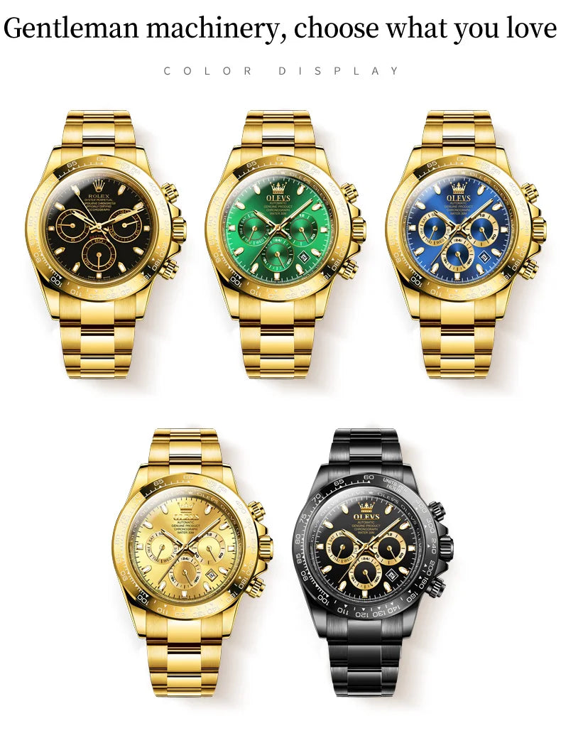 OLEVS 6638 Men Watch Classic Multifunctional Dial Waterproof Luminous Watches Fully Automatic Mechanical Male Wristwatch
