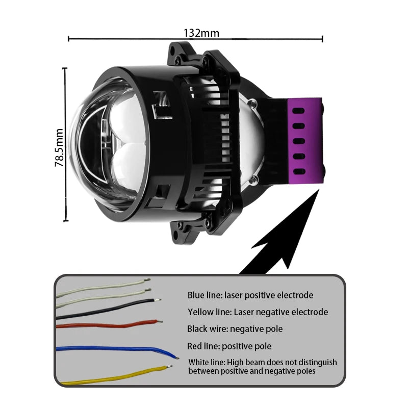 2 12V/24 100W 6000K dual laser LED projection lenses fog lights high beam and low beam waterproof automotive parts universal