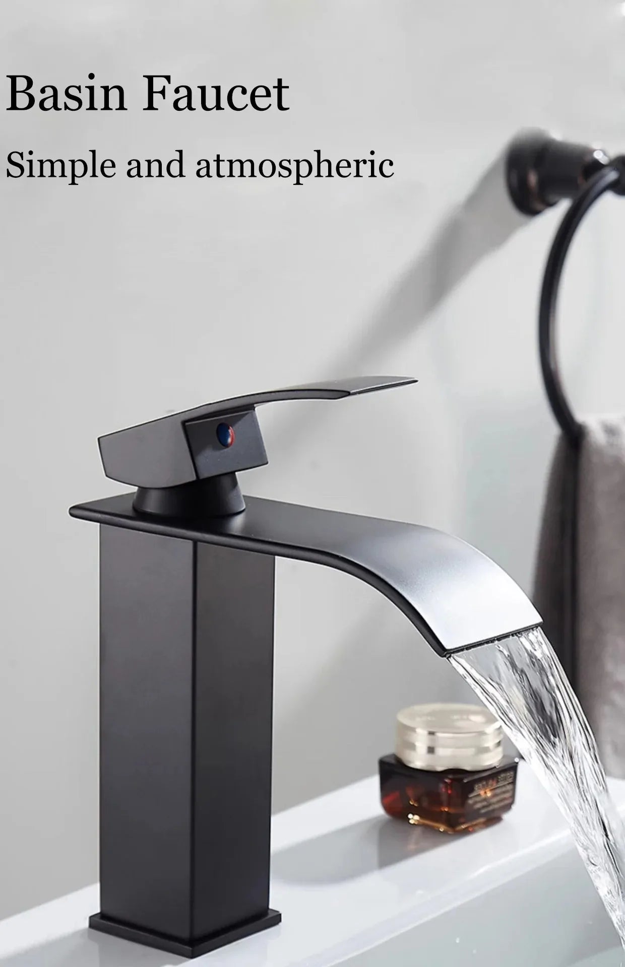 Waterfall Stainless Steel Wash Basin Faucet With Hot and Cold Water Pipe Toilet Wash Basin Bathroom Kitchen Home