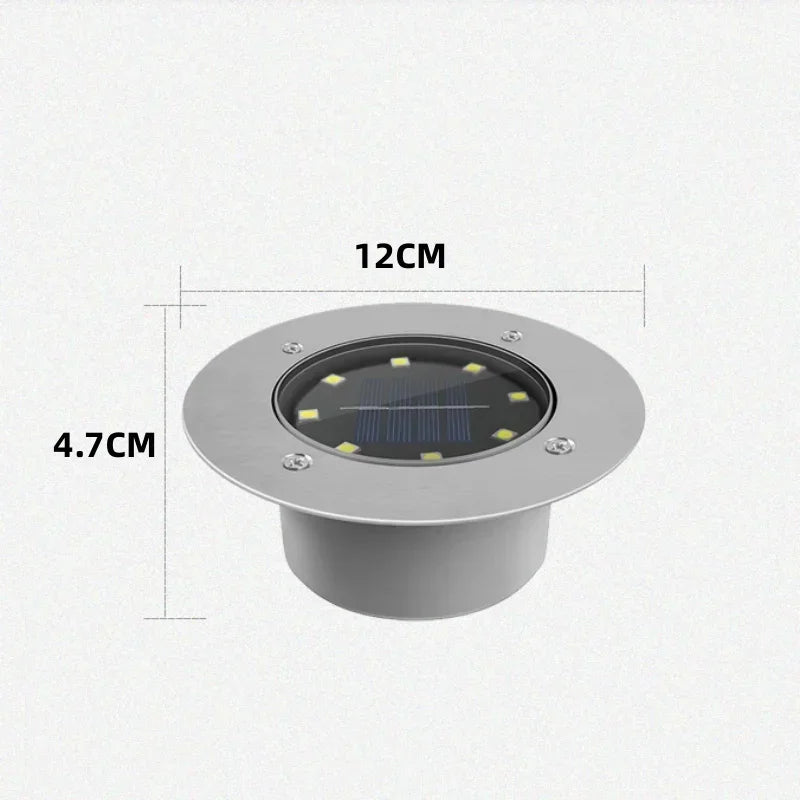 4Pcs LED Solar Garden Lights Outdoor Lighting Floor Lamps 8 LED Underground Deck Light Solar Powered Panel Garden Spot Lights
