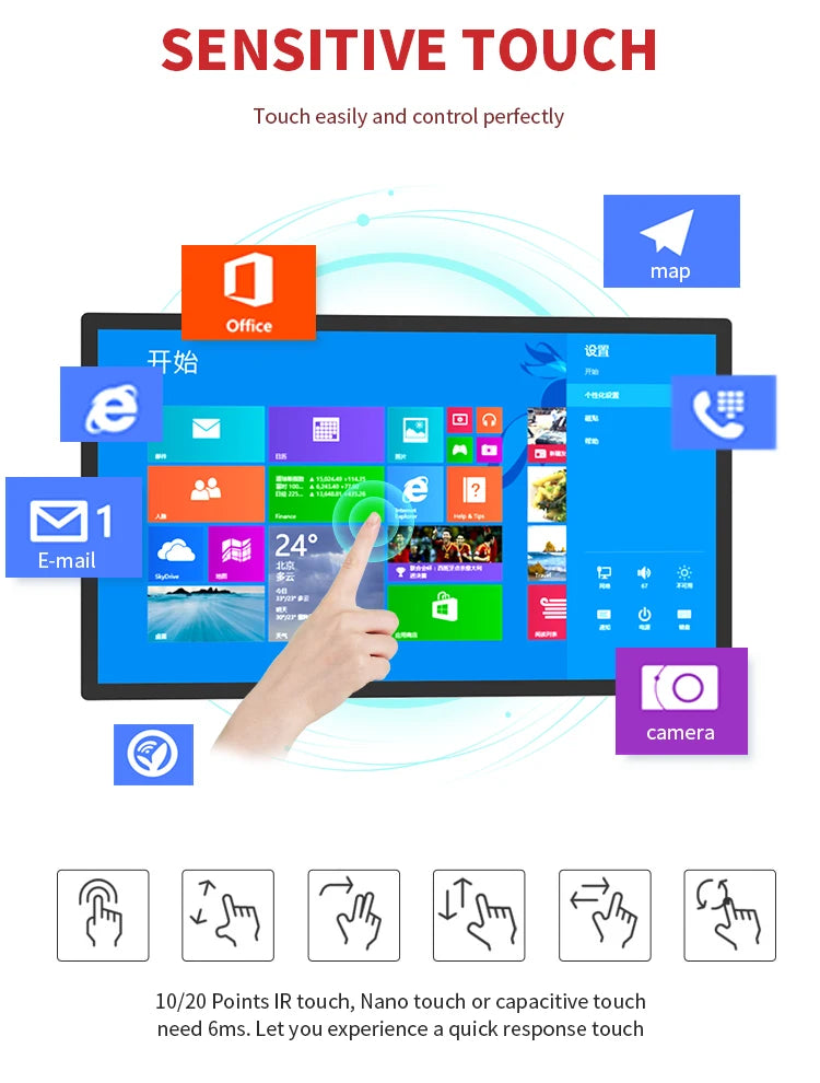Lcd Touch Screens Monitor 10 21 32 43 50 55 65 75 Inch Wall Mounted Totem Display Panel Digital Android Interactive Touch Kiosk