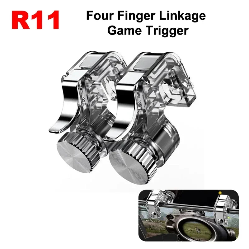 R11 Mobile Phone PUBG Game Trigger 4 Finger Aim Shooting Free Fire L1R1 Gamepad Joystick Controller for IPhone Android Universal