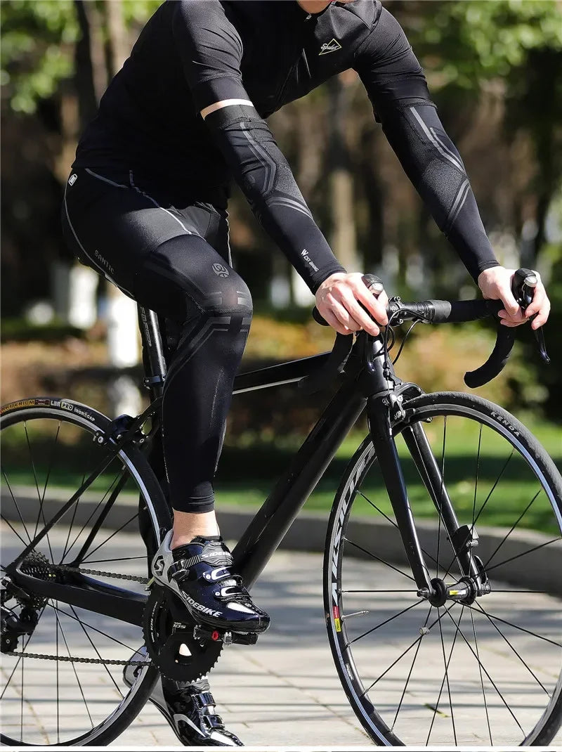 WEST BIKING Sports Compression Leg Sleeves Men Women MTB Winter Fleece Leg Warmers Men Women Cycling Running Basketball Leggings