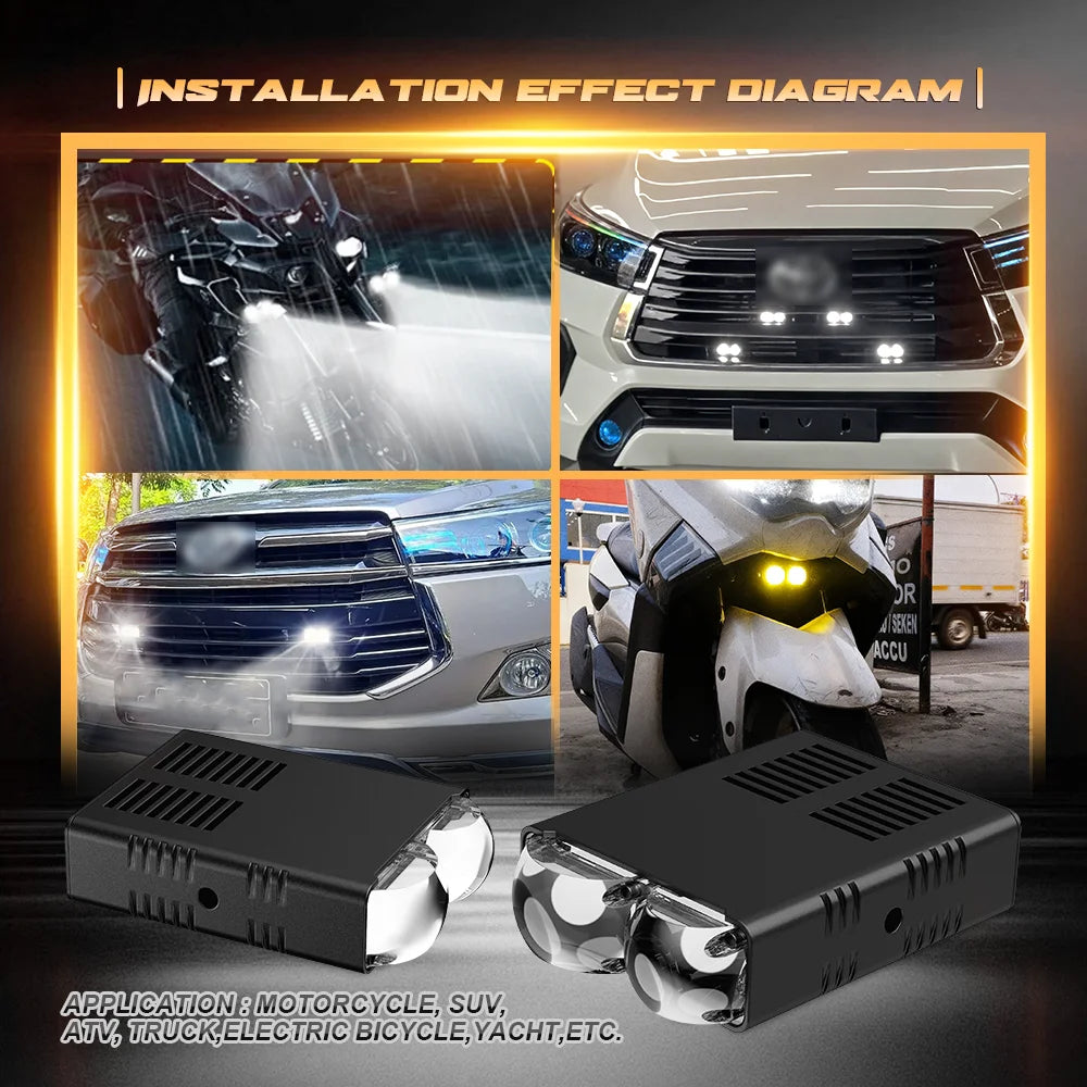 Senlo Universal Car LED Fog Light Kit 80W Super Bright Headlight Waterproof Auxiliary Lights Easy Install for SUV Pickup Truck