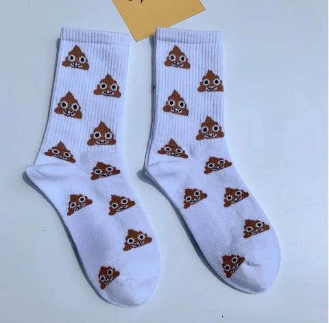 Lovely Street Fashion New Hiphop Cotton Rainbow Socks Harajuku Happy Funny Smile Poop with eyes Shard Dung Birthday Wedding Gift