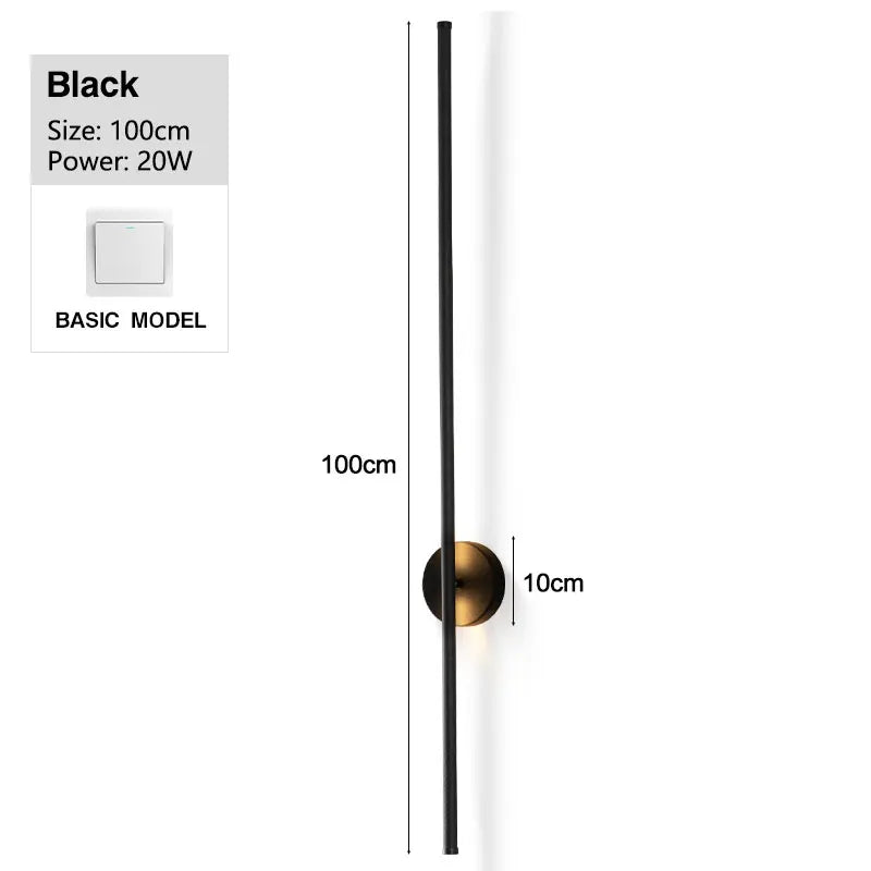 Nordic LED Wall Lights with Touch Dimmable Switch Black 40/55/60/80/100cm Interior LED Wall Lamps Wall Sconce Lighting Fixtures