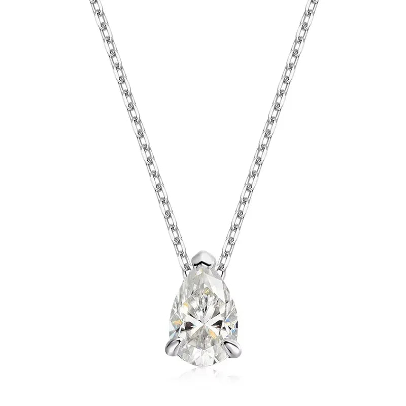 Smyoue 1-4CT Pear Cut Moissanite Pendant Necklace for Women Girls 3 Designs Lab Diamond Wedding Silver 925 Chains Fine Jewelry