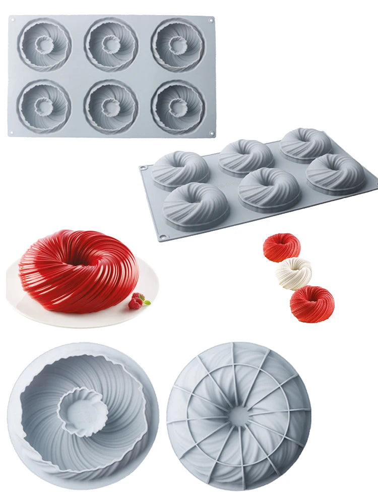 Meibum Spiral Donut French Dessert Silicone Cake Mold Homemade Party Chocolate Mousse Pastry Mould Decorating Tray Baking Tools