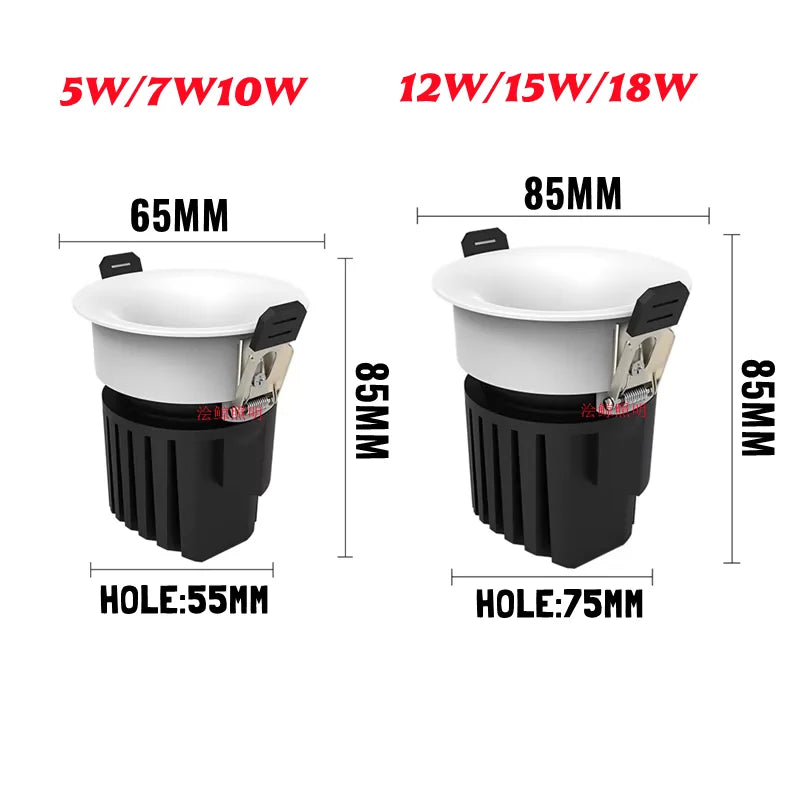 2025 New type LED curved surface spotlights, anti-glare downlights, living room and bedroom ceiling lights for indoor lighting
