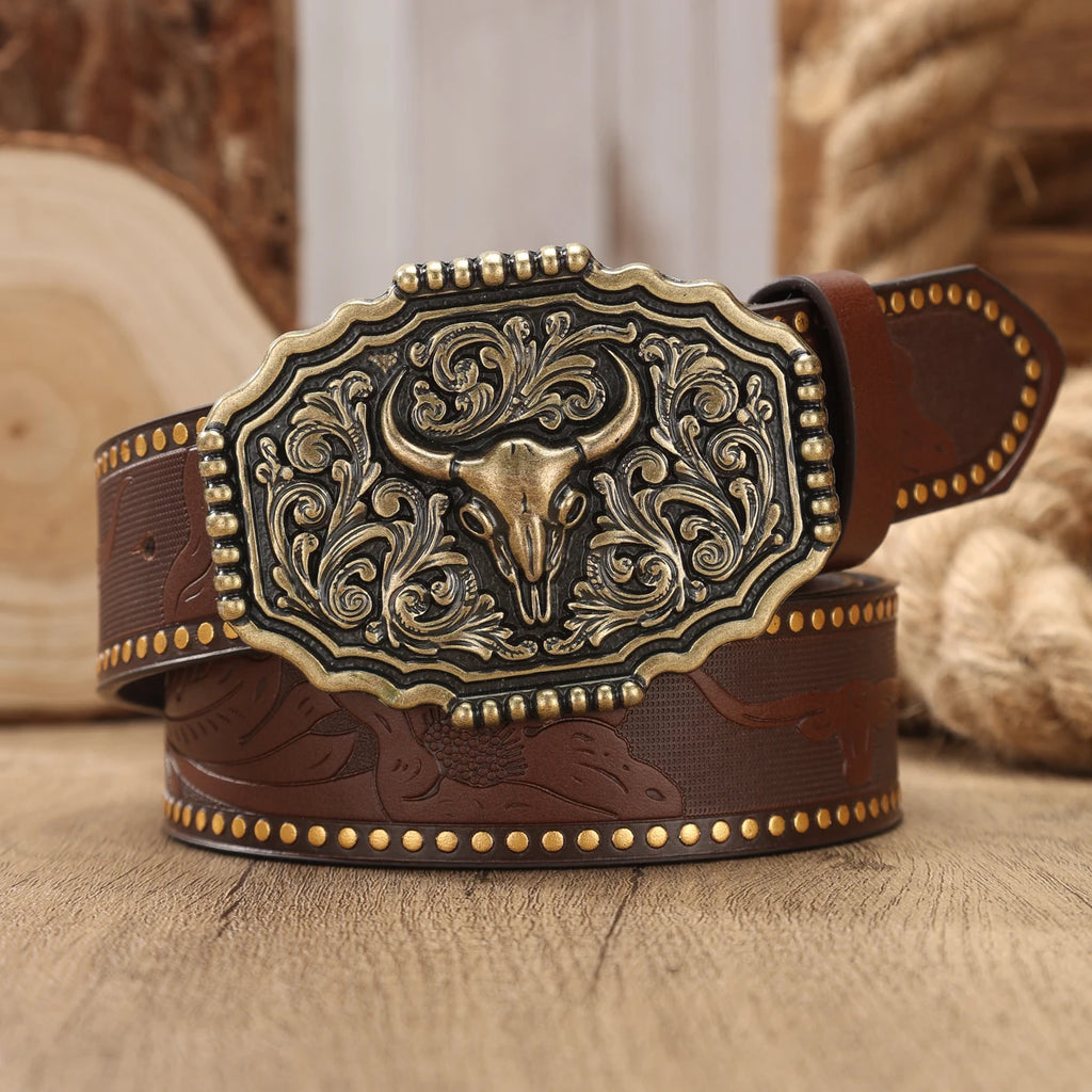 A Western-style Denim Belt in Retro Style - Made of PU Material - Suitable for Both Men and Women - Pairs Well with Jeans