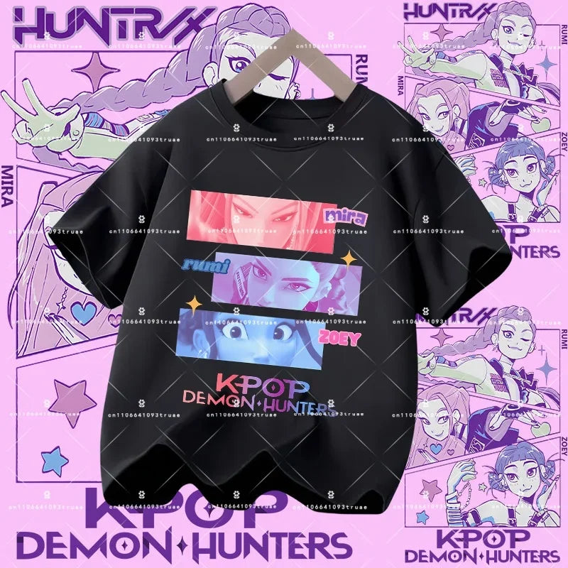 Kpop Demon Hunters Parent Child Halloween Kpop Demon Hunters TShirt Harajuku Casual Fashion Cotton Kid's Tshirt Cosplay Clothing
