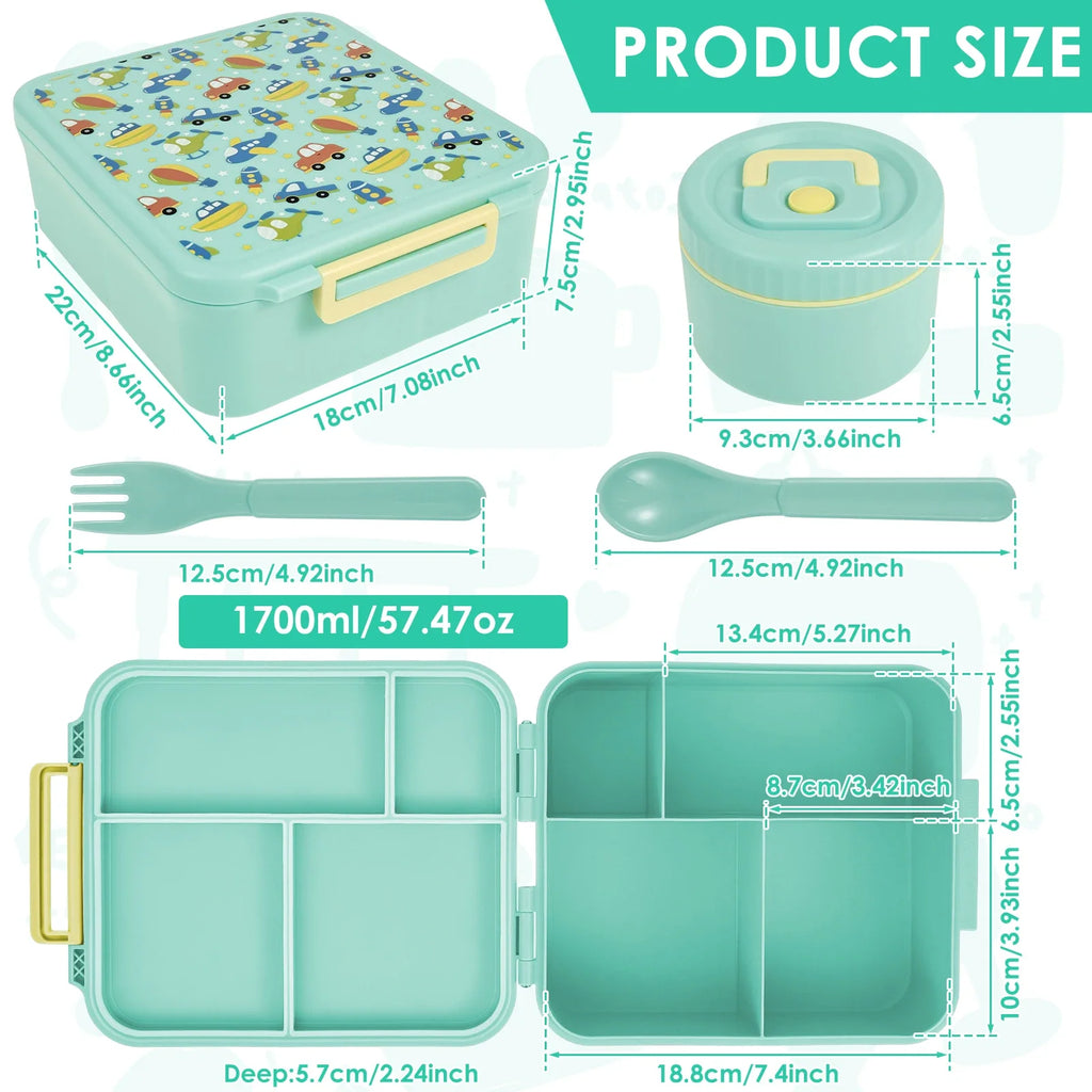Adorable Kids Lunch Box Student Microwave Safe Travel Bento Box Food Container Portable Leak Proof Fruit Salad Bento Box 1700ml