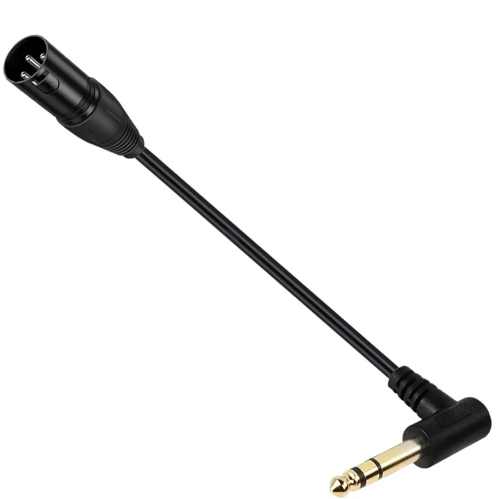 90-degree right-angle 1/4-inch TRS to XLR male balanced signal interconnect cable 1/4-inch to XLR female jumper cable 0.5 meters