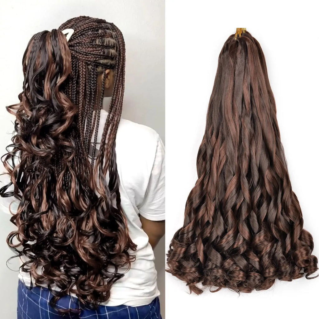16Inch French Curls Braiding Hair Synthetic Spiral Curls Braids Hair Extensions Pre Stretched Loose Wave Braiding Hair For Women