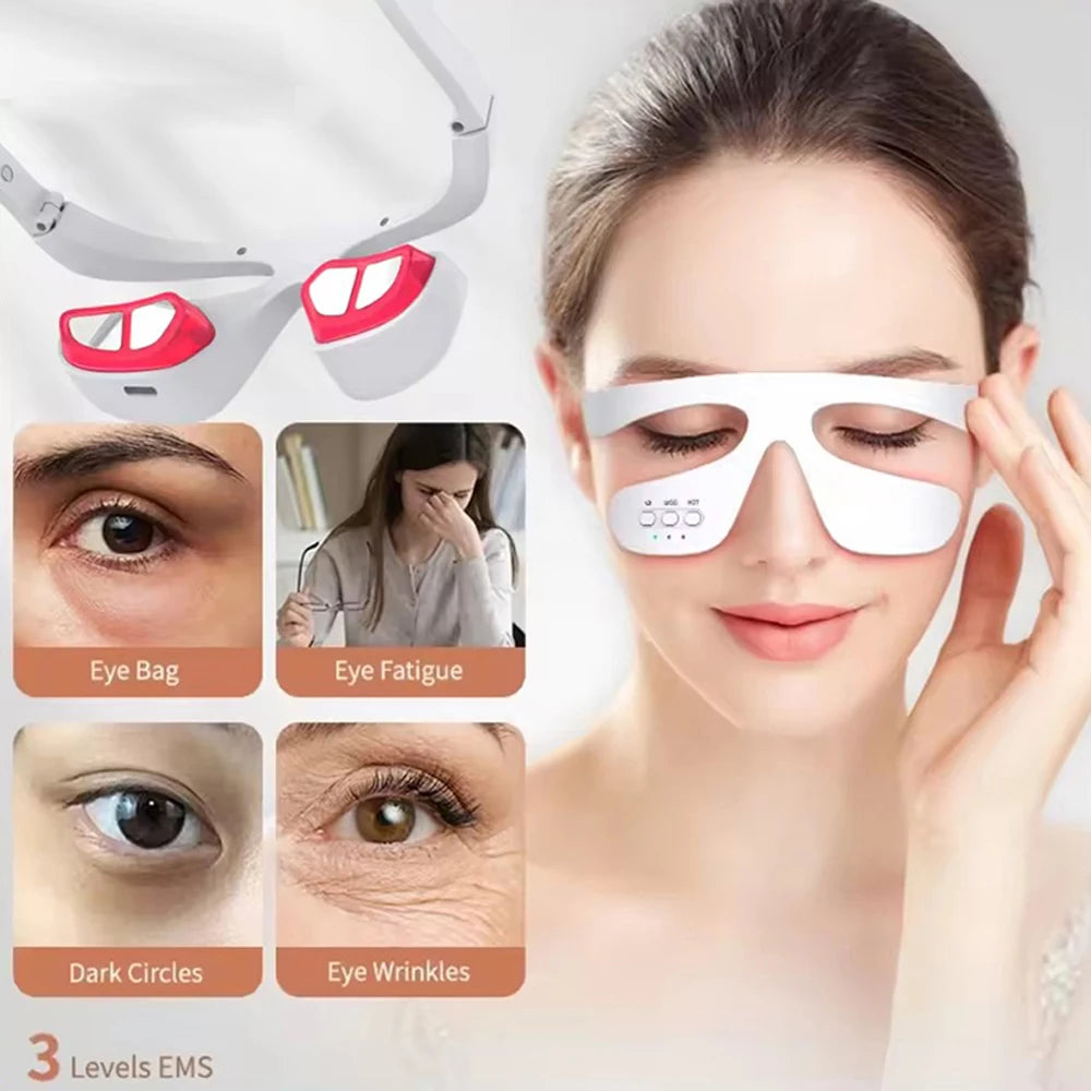 Smart Eye Massager 3D Red Light Eye Fatigue Dark Circles Relaxing Under-Eye Glasses Massage Beauty Machine