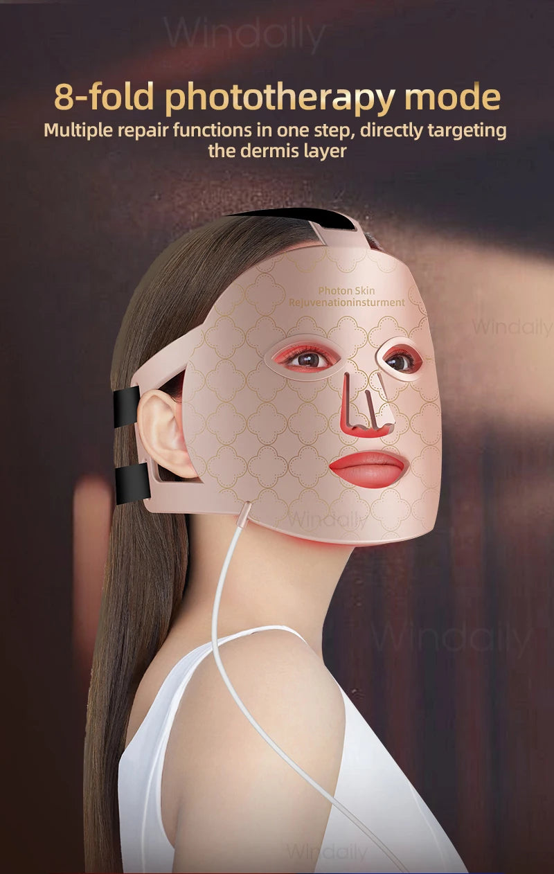 7 Colors Photon Skin Rejuvenation Red LED Light Therapy Face Mask Near Infrared 850nm Silicone Soft Facial Mask Skin Care Device