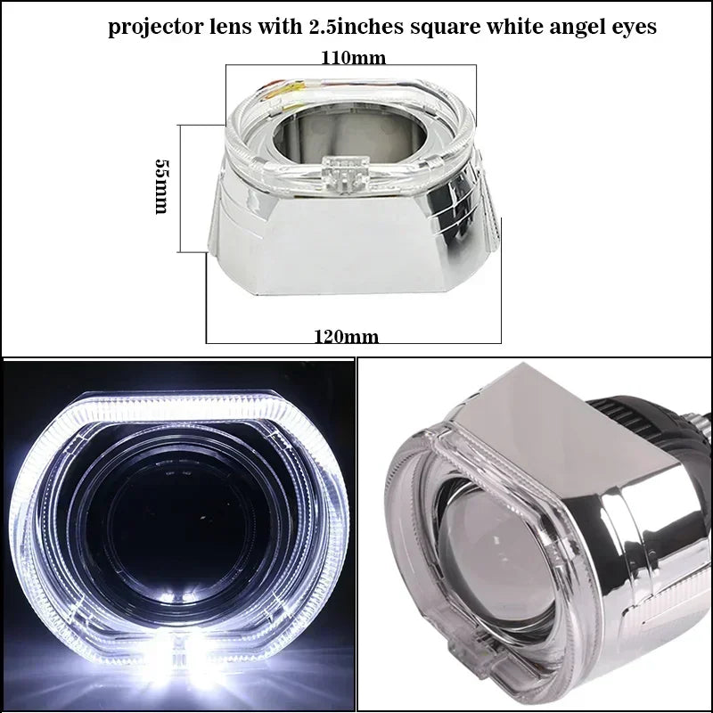 100W 2.5 Inch Bi LED Projector H7 H4 9005 9006 Angel Eyes Hyperboloid Lenses For Headlight 11130LUX Car Lights Car Accessories