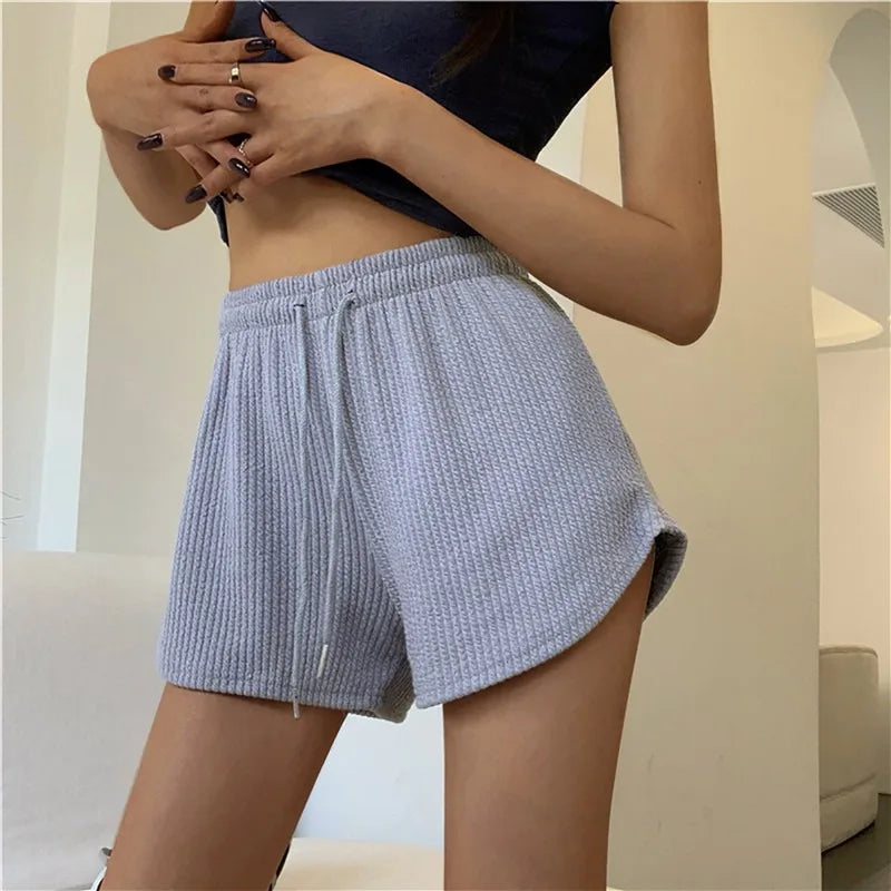 Loose Casual Large Sports Pants Women Summer Shorts High Elastic Lace Up Drawstring Wide Leg Sweat Fitness Running Shorts