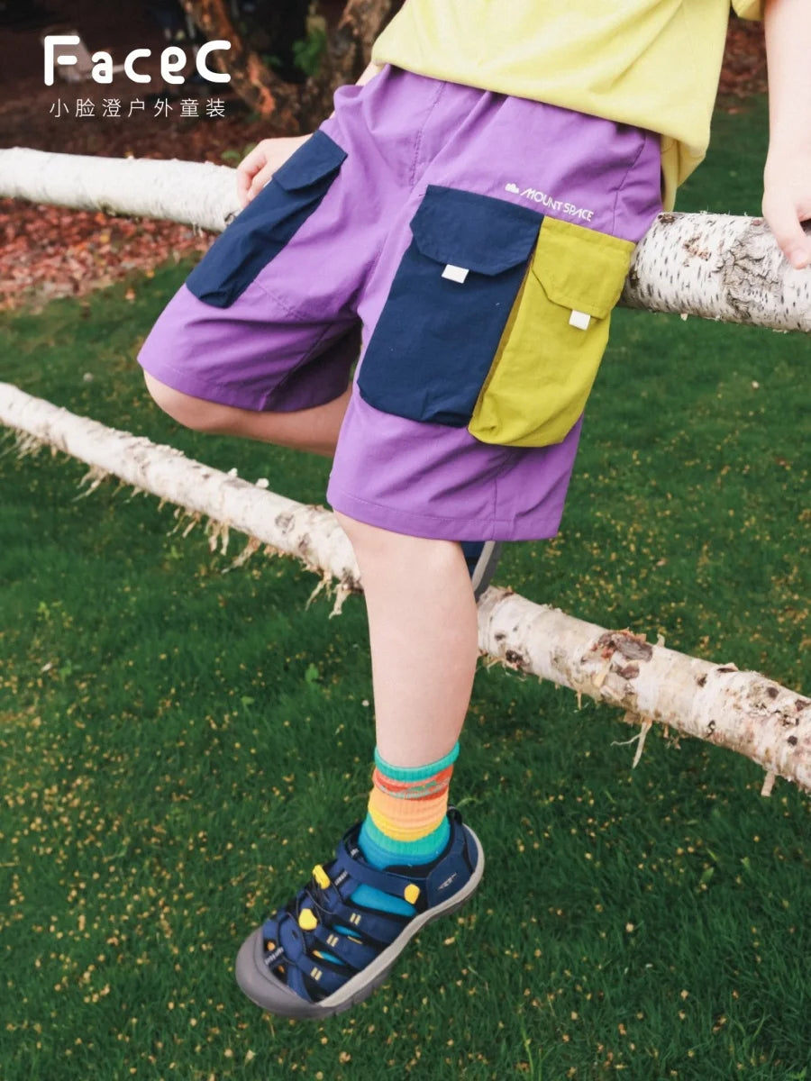 Quick Dry Children's Shorts Boys' Color Block Workwear Summer New Arrival Kids' Clothing Elastic Waist Straight Leg Pants