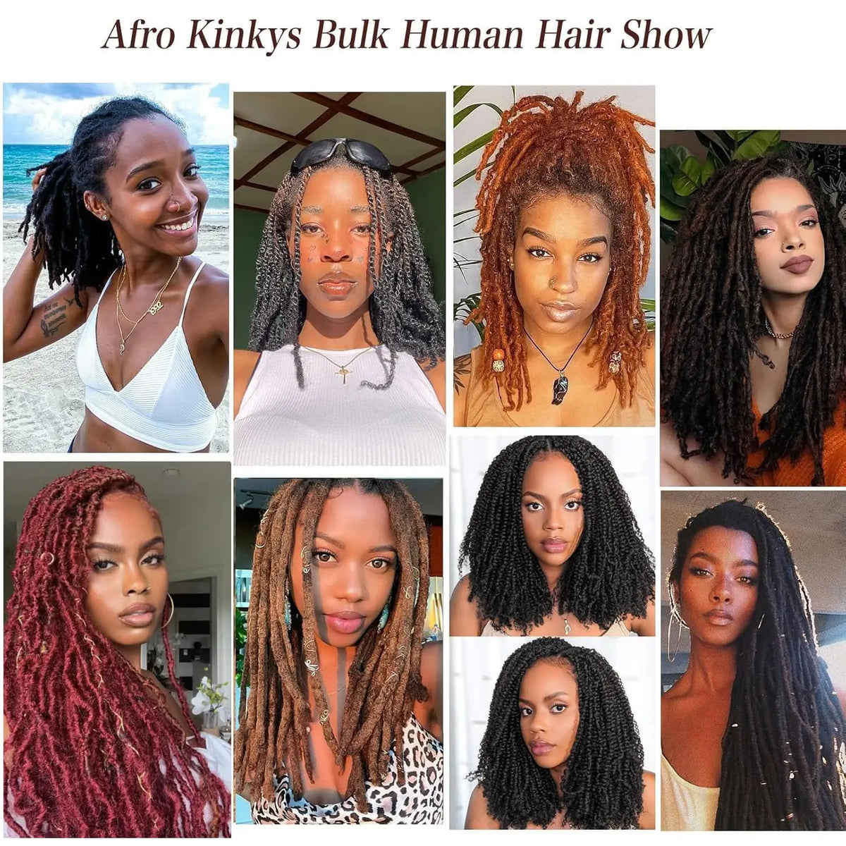 4C Afro Kinky Curly Bulk 10-18Inch 30g/50g Pack Crochet Human Hair Extensions No Weft Brazilian Remy Bulk for Locs Braiding Hair