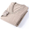 Autumn Men's V Neck Warm Pullover Sweaters Solid Color Slim Casual Sweater Long Sleeve Men's Basic Solid Color Trend Outerwear