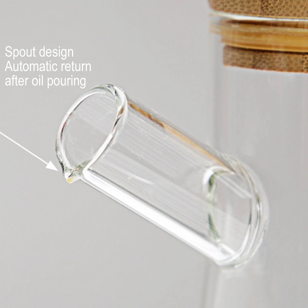 500/800ml Cooking Seasoning Bottle Dispenser Glass Olive Oil Sauce Vinegar Pot Bottles with Handle Lid Kitchen Cooking Container