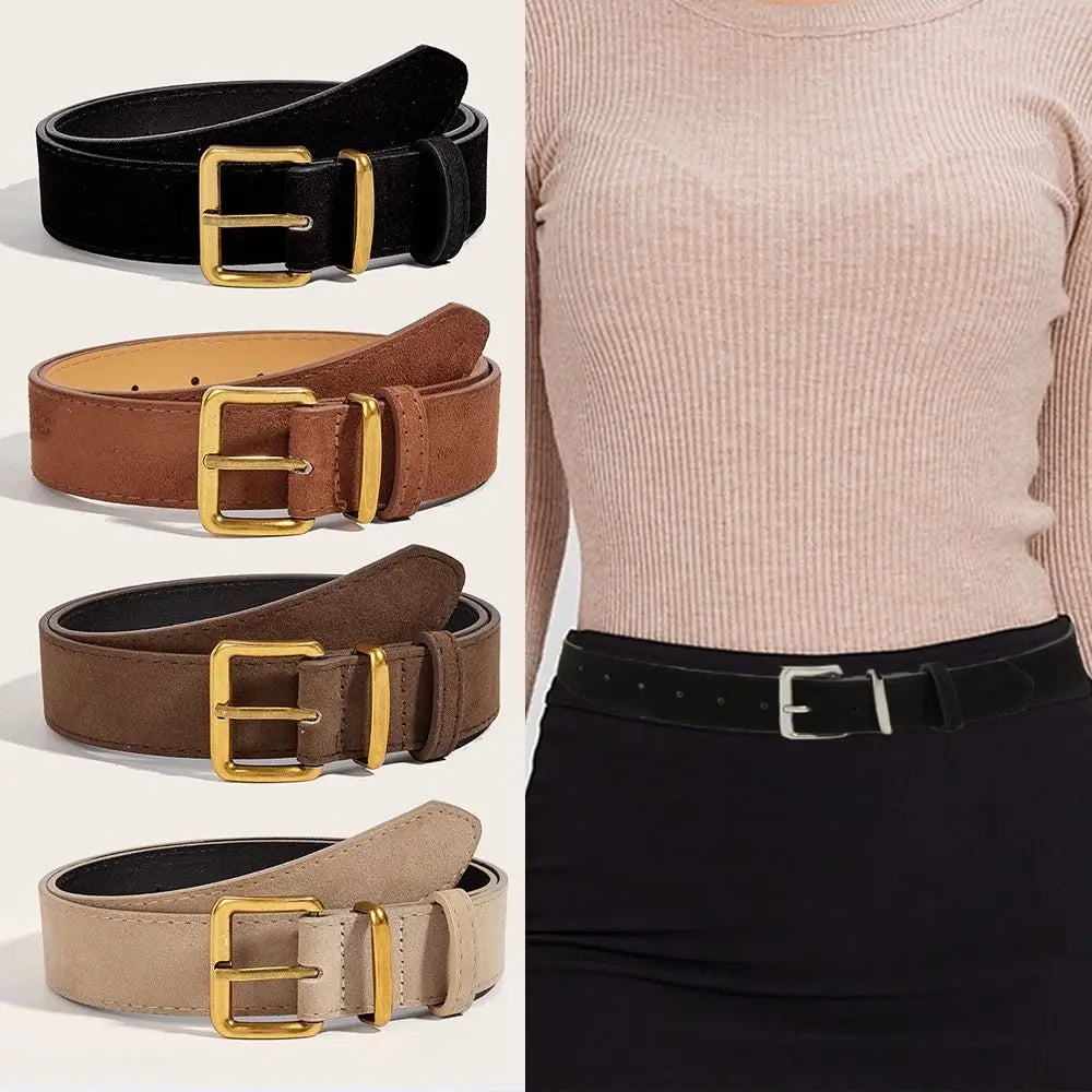 Maillard Style Suede Leather Wide Belt Trendy Luxury Design Business Waist Strap Versatile Casual Trouser Dress Belts Gifts