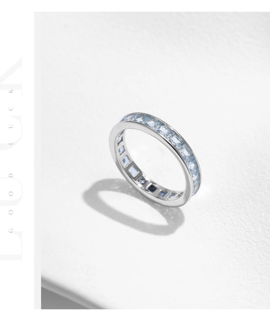 MODIAN 925 Sterling Silver Luxury Square Zirconia Finger Ring Fashion Stackable Eternity Band Rings For Women Fine Jewelry
