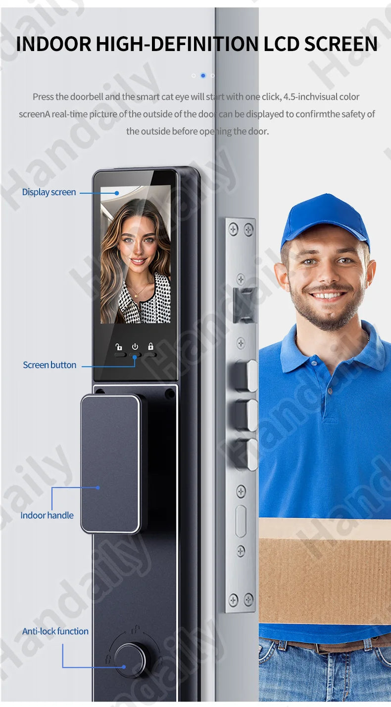 IP 67 Waterproof Smart Door Lock Palm Biometric Tuya WIFI 3D Face Recognition Cerradura Intelligent Video Rfid Digital Lock