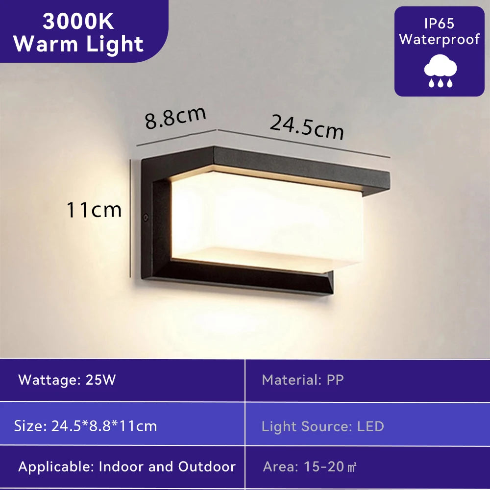 Modern Outdoor LED Wall Light Waterproof 110V 220V Exterior Wall Light For Porch Garage Garden Courtyard Villa Indoor Wall Lamp