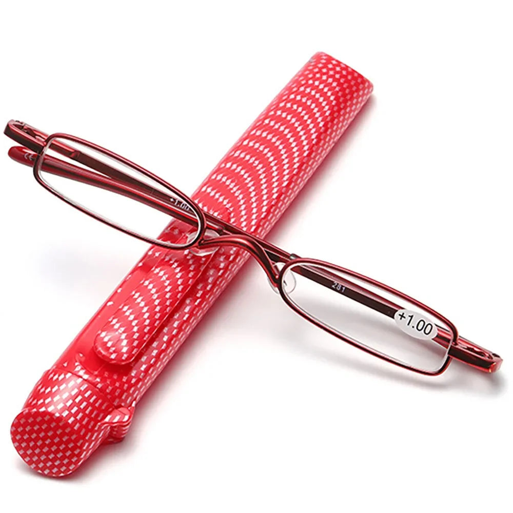 Elegant Reading Glasses Metal Frame Ultra-thin Men Women Reading Glasses Portable Mini Reading Presbyopia Eyeglasses with Box