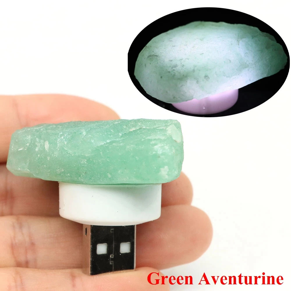 Natural Irregular Crystals Stone USB Light Rose Quartz Amethyst Raw Minerals Small Night Lamp Reiki Healing Bedroom Home Decor