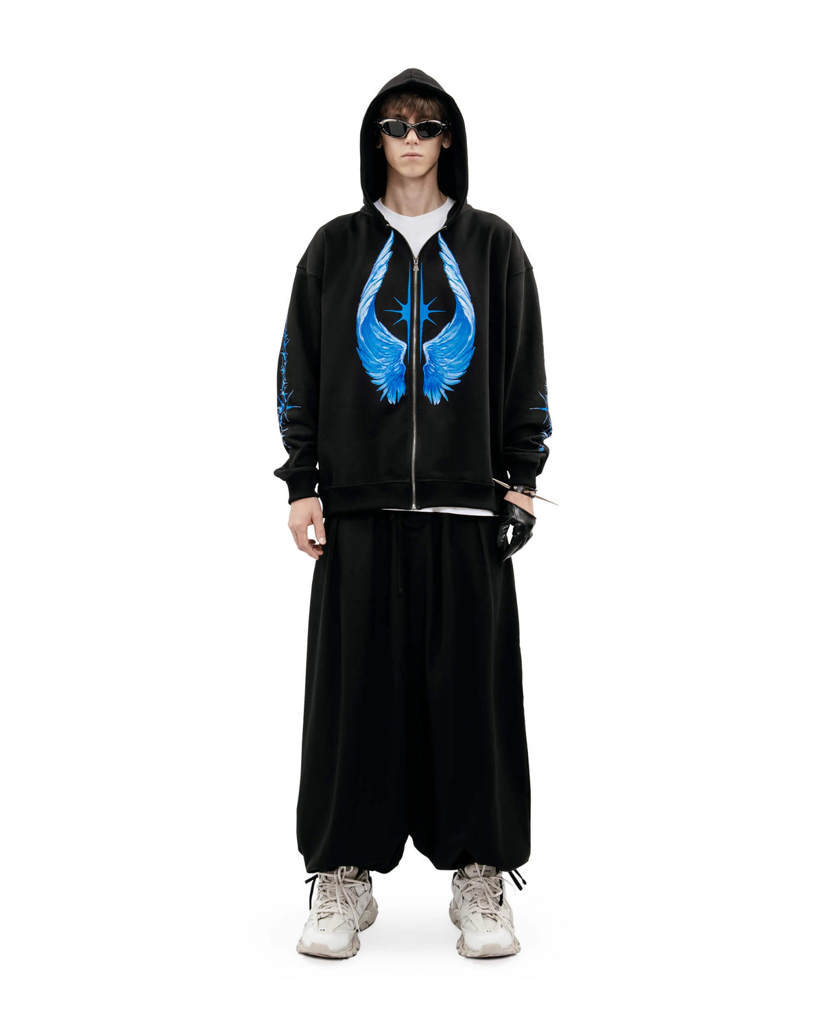 Streetwear Men Zipper Hoodie Bright Side Graphic Print Zip Hooded Pullover Sweatshirt Hip Hop Jacket Y2K Coat Clothing Goth Tops