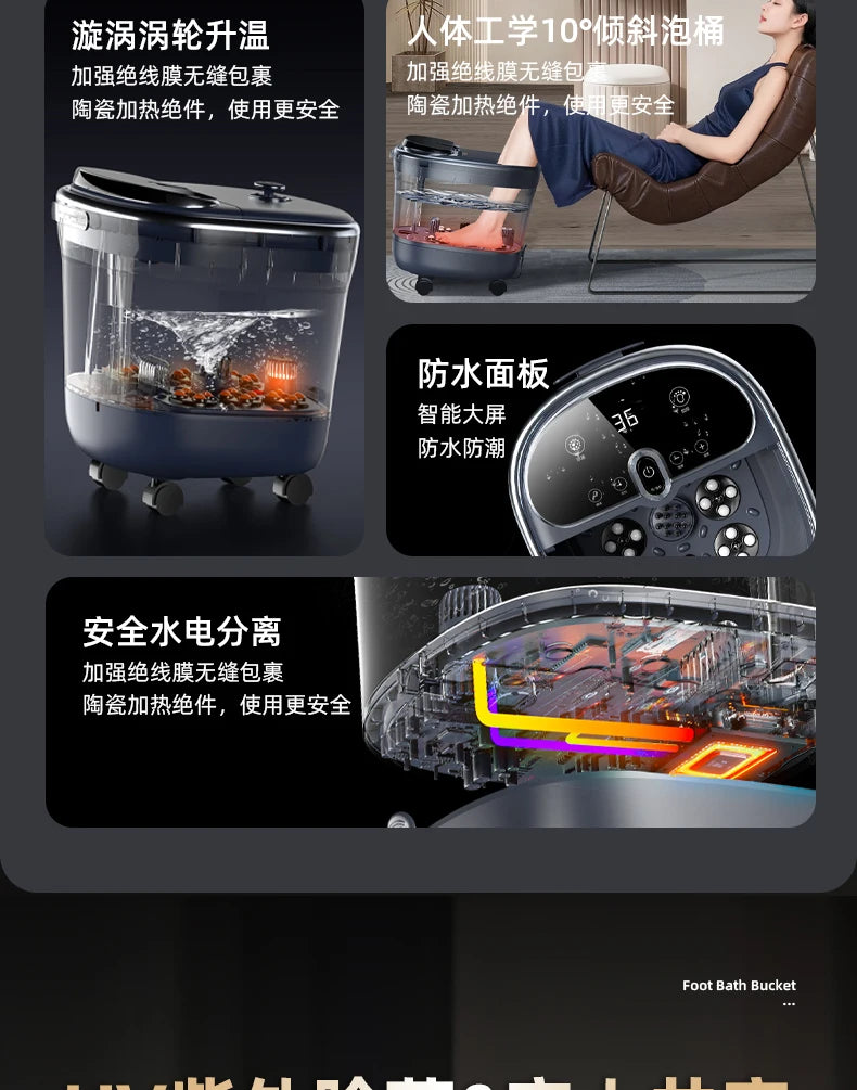 Foot Bath Electric Automatic Foot Spa with Massage Deep Footbath Machine for Home Use Constant Temperature Electric Foot Warmer