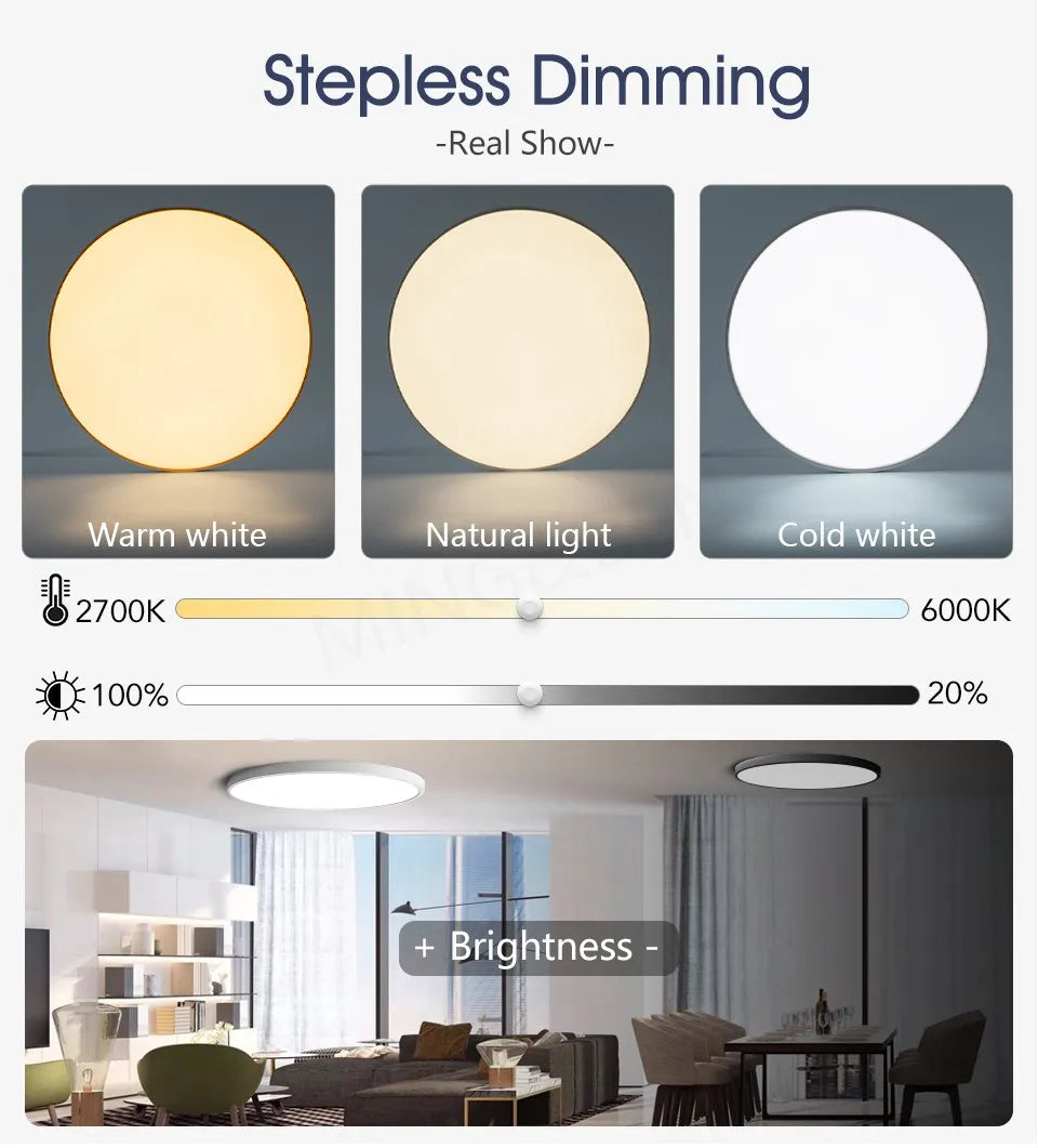 MING&BEN Smart LED Ceiling Lamps 18.5in Round Modern LED Ceiling Light With APP Remote Control Dimmable For Bedroom Living Room