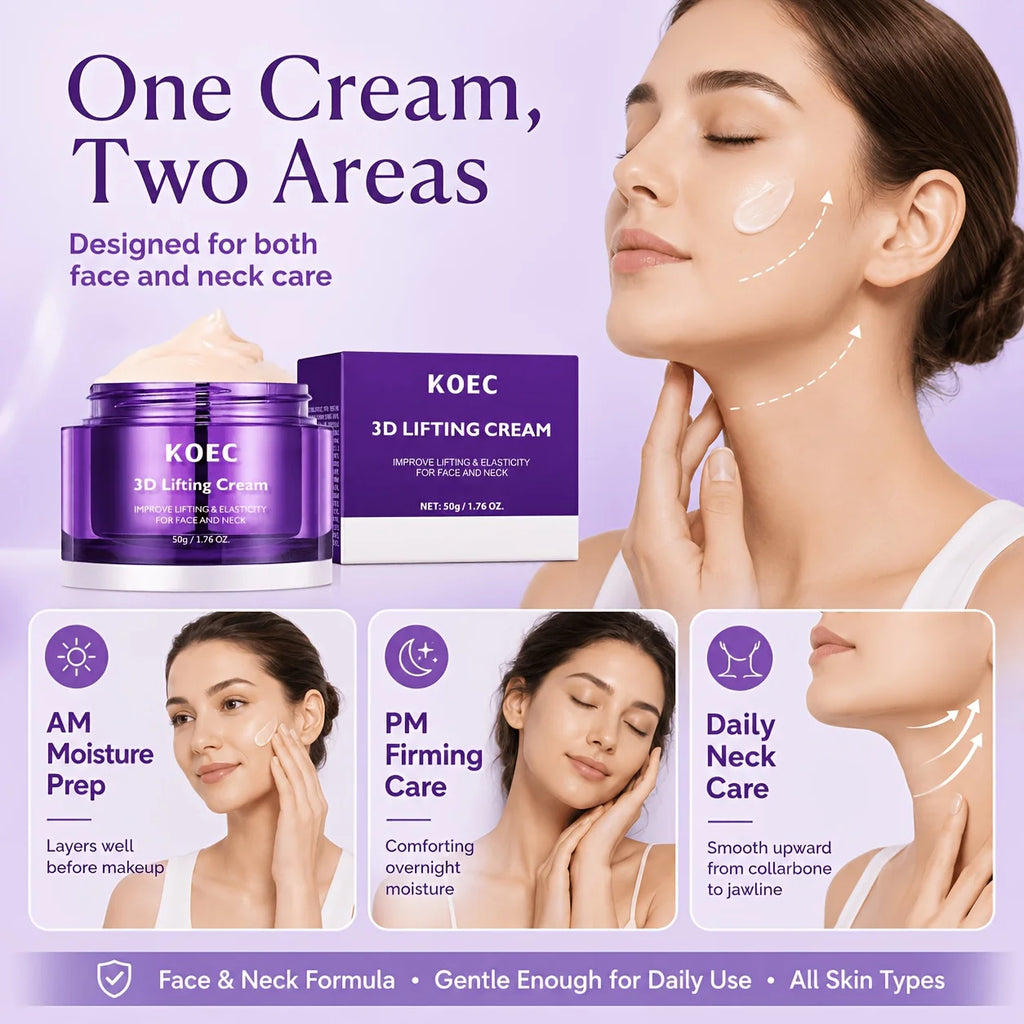 3D Lifting Cream, Firming Skin with Plant Squalane, Shea Butter & 16-Peptide Complex, Improves Uneven Skin Tone, Suitable for All Skin Types, Hydrating & Moisturizing Face Cream, 50g/1.76oz