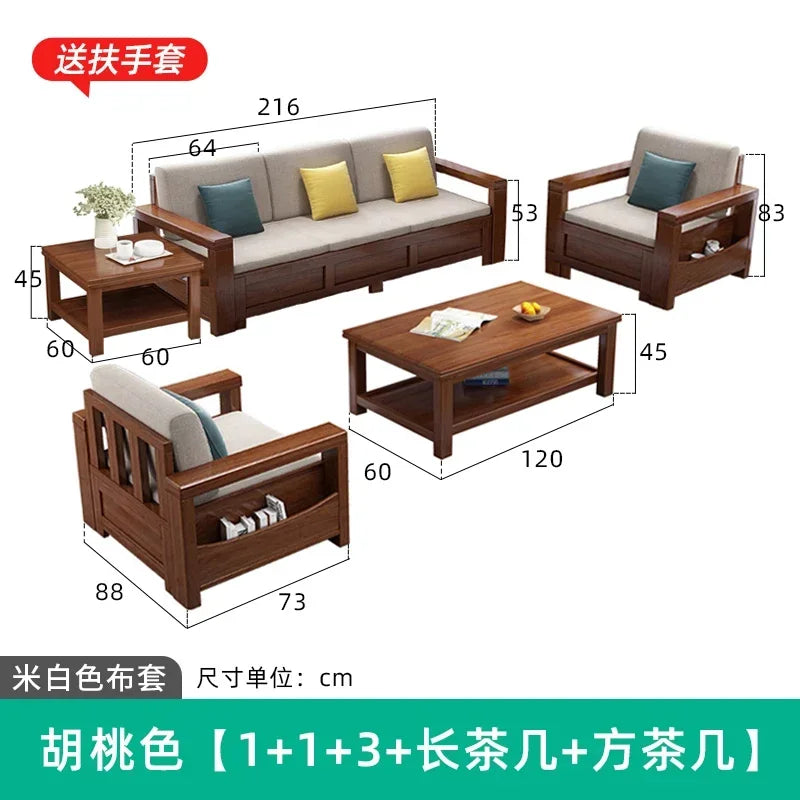 solid wood sofa simple modern living room winter and summer dual-purpose corner combination storage sofa