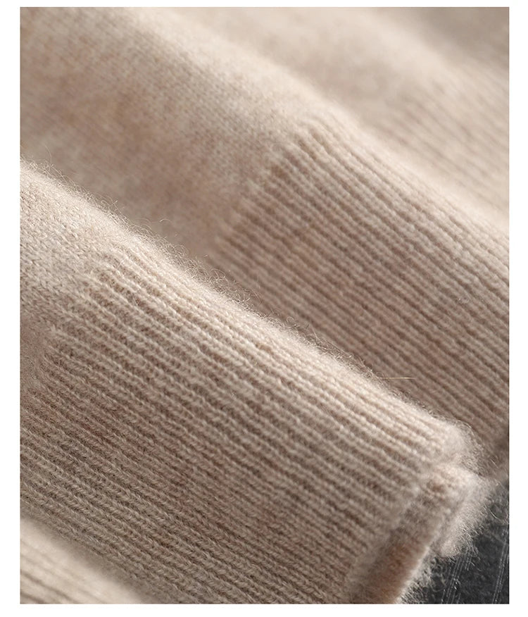 Autumn/Winter Men's 100% Cashmere Pullover Business Casual Solid Knitted Sweater Loose High Collar Tops Basic Thick Warm Jumper
