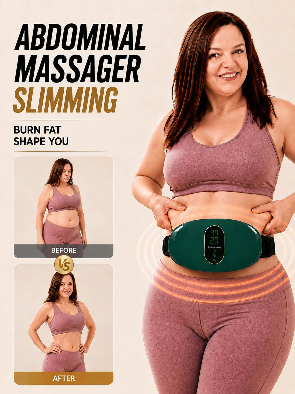 Slimming Machine for Women, Electric Abdominal Fat Burner, Anti-Cellulite Massage Belt, Body Shaping & Belly Fat Removal
