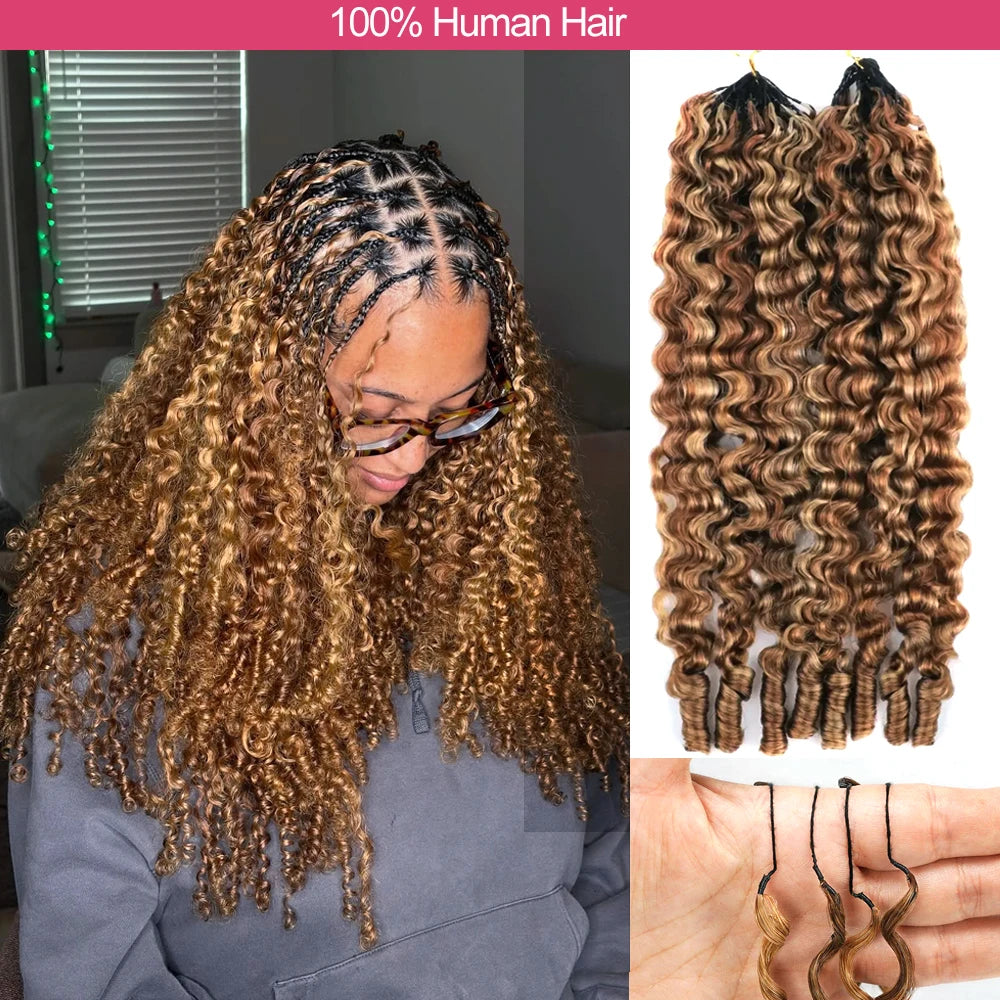 Highlight Miracle Knots Feather Crochet Human Hair For Braiding 100% Human Hair Extensions Burmese Curly Crochet Hair Braids