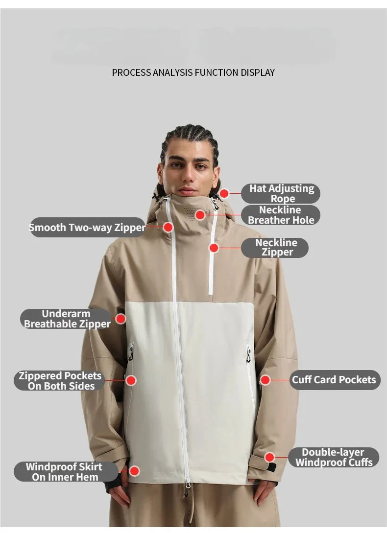 2026 Mens Snowboard Jacket Ski Coat Women Waterproof Insulated Baggy Snowboard Coats Winter Hooded Mountain Hiking Warm Outdoor