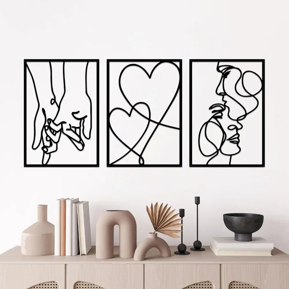 Metal Minimalist Wall Art: Valentine's Day Lover Kiss Design. Modern Décor.Valentine's Kiss Design for Modern Home.