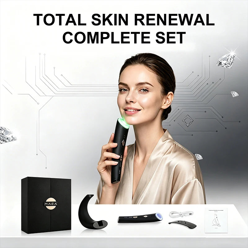 Functional facial skincare device compress care device LED light therapy device microcurrent firming massager daily beauty care