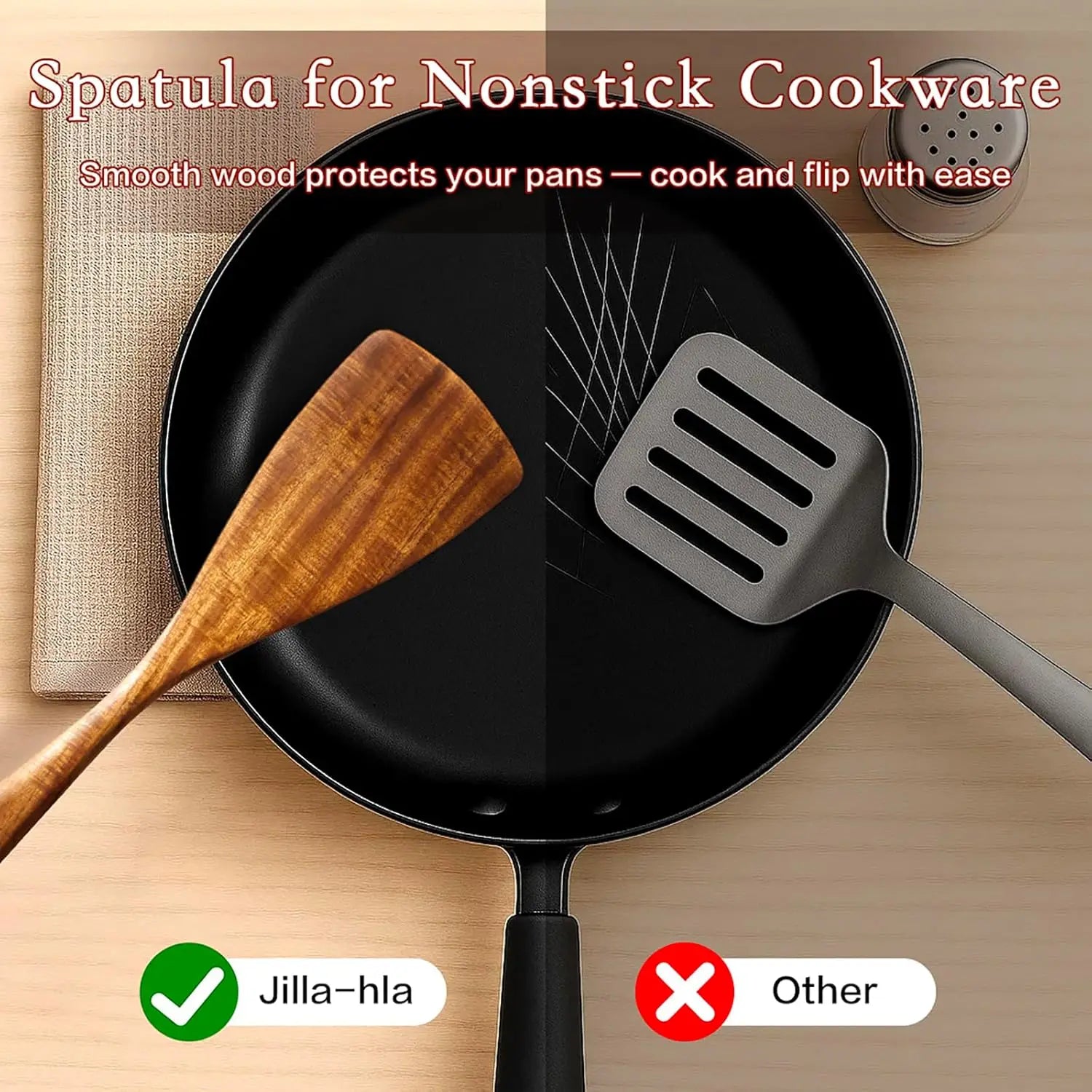 Wooden kitchen utensil cooking set, household spatula spoon set, salad spoon fork, mixing spoon, kitchen baking set